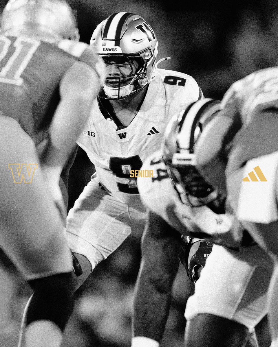 UW_Football's tweet photo. 🐺 Meet the Pack: Senior Dawg Jacob Manu @Jacobmanu6. A central figure on the ‘26 Husky defense, he has over 200 career tackles. 2nd Team All-Big Ten preseason selection. Studying Communication ☔️ https://t.co/G3VEYbZtKy