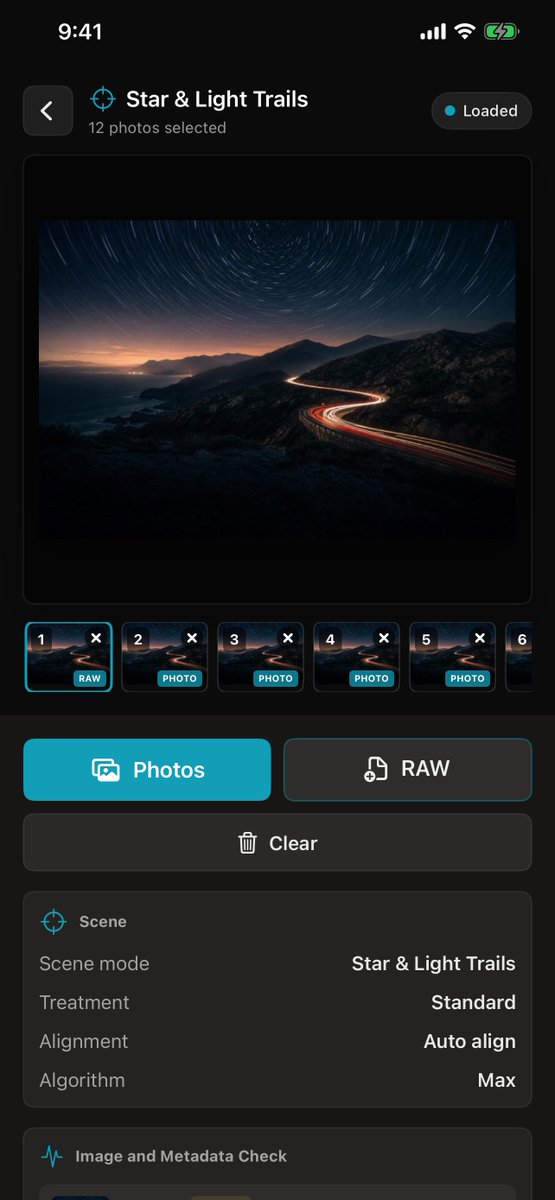 Guogxy's tweet photo. One app, several stacking workflows.

Night scenes. Milky Way. Star and light trails. Soft water and clouds. Moving-distraction removal. Handheld landscape stacks.

Choose the scene — Celvion Stack adapts the workflow.

#LongExposure #LandscapePhotography #PhotoStacking https://t.co/7OTXZuTdiN