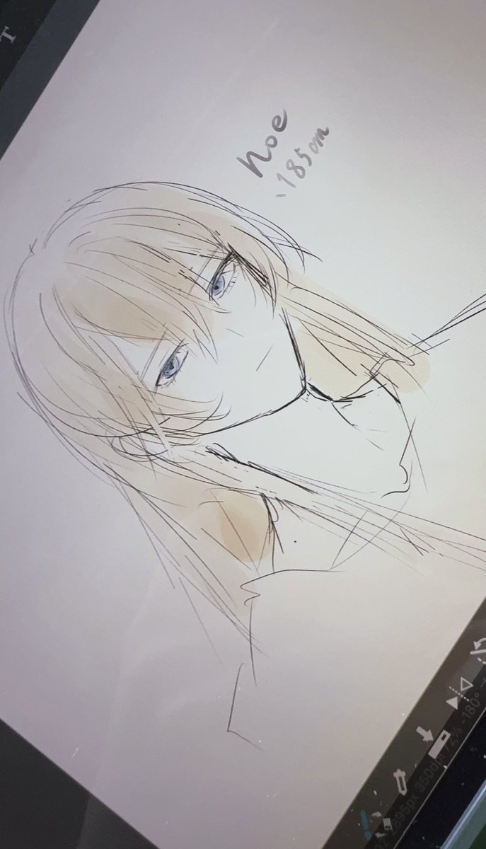 yodofoo's tweet photo. ノエくんのビジュはこんな感じにしたい所存〜な落書きもうちょい余裕ある眉にするけども https://t.co/ujzK2X8pUx