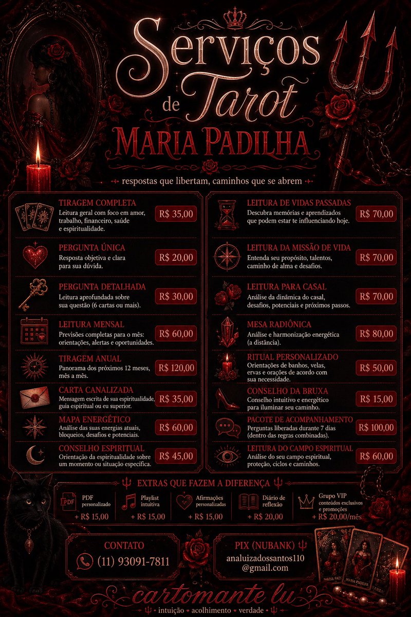 dunbarfavs's tweet photo. Mesa aberta agora com atendimentos imediatos!!!!!!!

Tags: cartomancia baralho consulta cartas oraculo cartomante coven grimório serviços magia wicca umbanda maria padilha tarot cartas #tarotw #fypシ゚viral #गौ_सुरक्षा_अभियान #Espiritualidade https://t.co/VwdvqE31oF