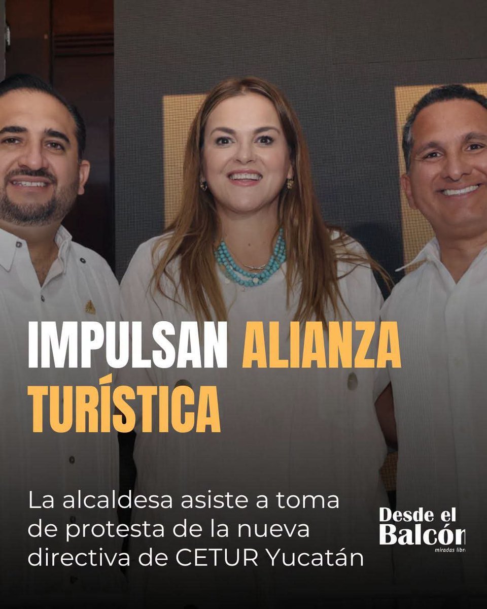 desdebalcon's tweet photo. La alcaldesa @CeciliaPatronL afirmó que la alianza entre gobierno, iniciativa privada y sociedad es clave para impulsar una #Mérida más próspera, durante la toma de protesta del Consejo Directivo 2026-2027 del #CETUR.
Más información aquí:
https://t.co/qWPnfx8N7b https://t.co/L6HyT1VBvI