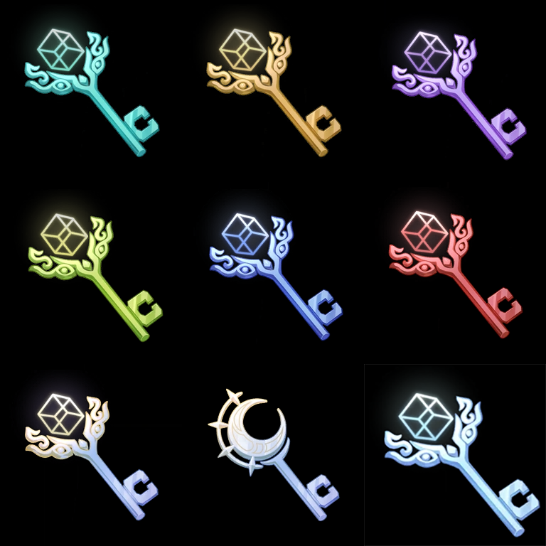 genshinmains_'s tweet photo. All 9 Shrine of Depths Keys

A key that can break the seal on the ancient Shrines of Depths scattered around Snezhnaya.

These Shrines of Depths sealed themselves off when the civilization that built them was lost. Keys lost deep within domains are able to break the seals. Or perhaps that, for a moment, these keys help the seals to forget all that they have lost.

#Snezhnaya #GenshinImpact