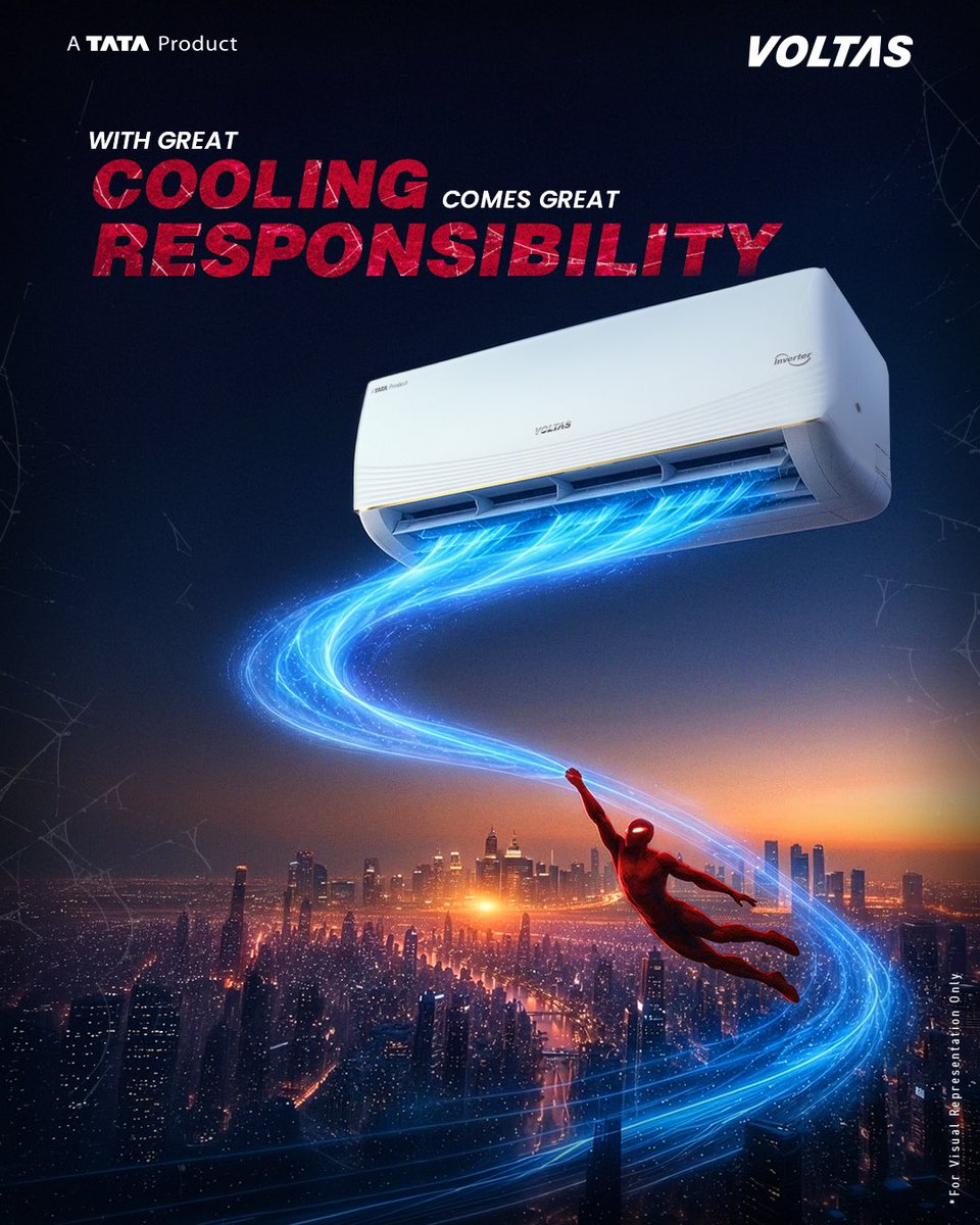 myvoltas's tweet photo. A cooler way to save the day🕸️

#Superhero #BrandNewDay #FilmRelease #Trending #Cooling #AirConditioner #Voltas https://t.co/aFBuQ0DalU