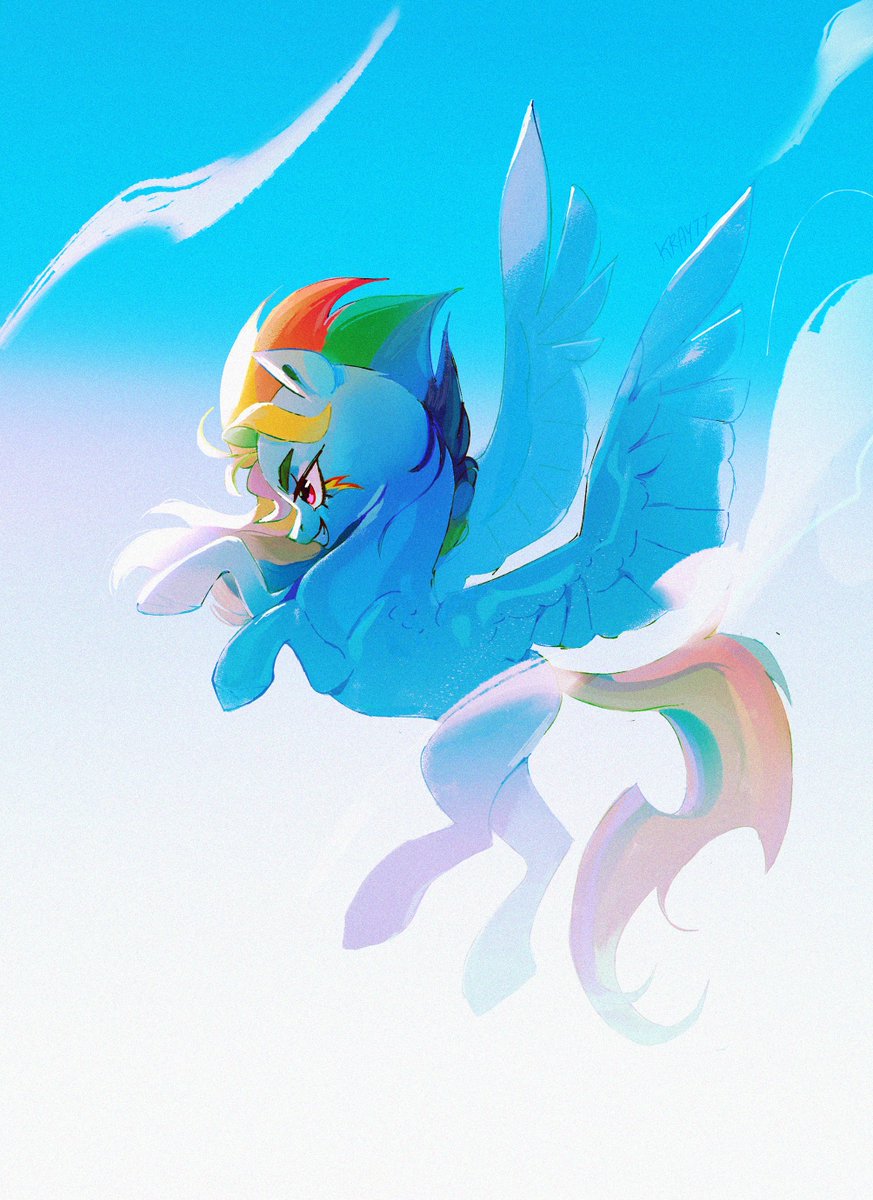 kraytt_05's tweet photo. Solo un boceto dije jajaja, ya con solo ponerle el degradado de fondo me dieron ganas de meterle más cosas :p 

Dibujito del nuevo diseño de Rainbow Dash para la Gen 6 o algo así.

#MLP #Mylittlepony  #g6 #rainbowdash https://t.co/HAkMkTyBQC