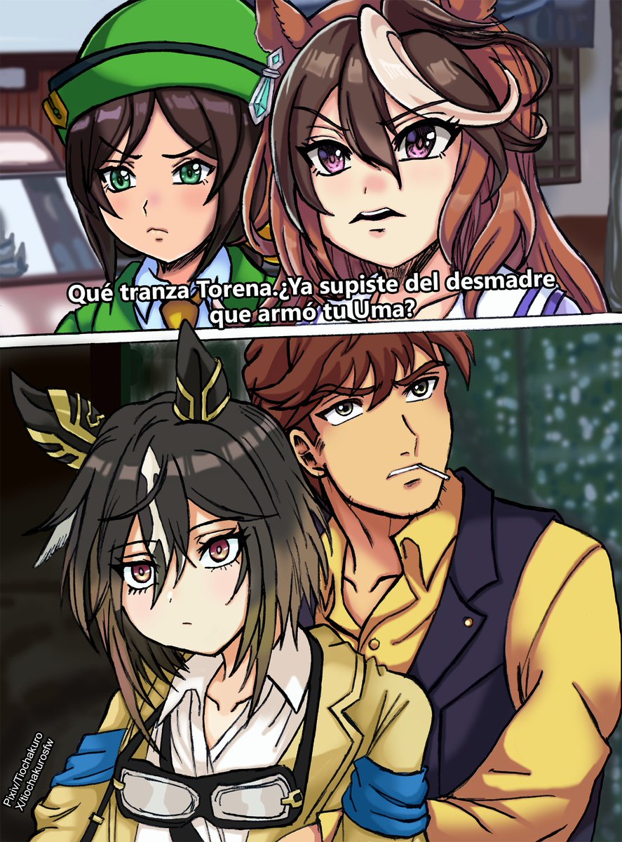 tiochakurosfw's tweet photo. No se porque es tendencia Uma Musume pero aprovechare el bug para repostear todo lo que he dibujado de la serie xD 
Este es del mame de StayGold y ademas parodiando a Amores Perros.
 #umamusume #StayGold https://t.co/LrVQmxYzAr