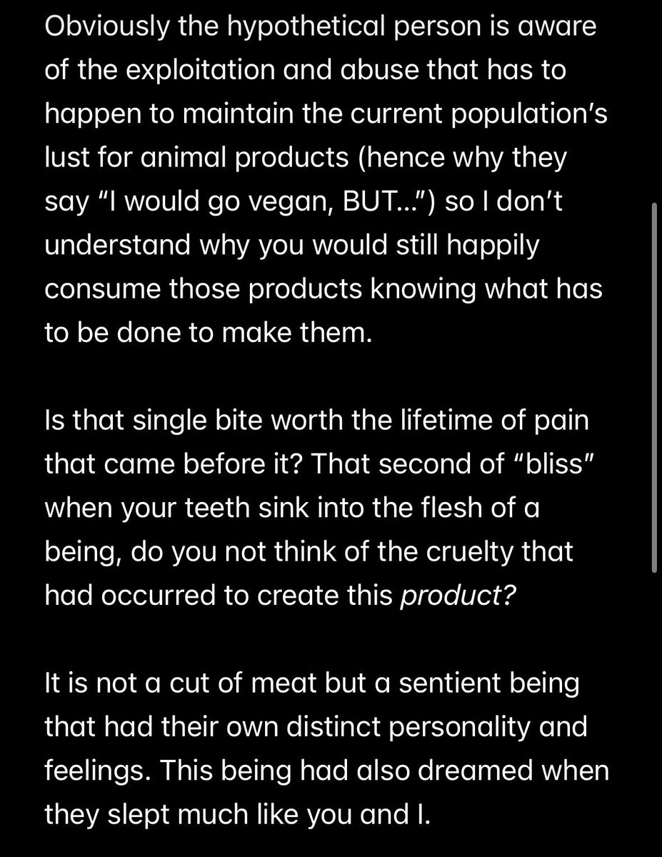 GothamReporter's tweet photo. I usually leave my long midnight thoughts for tumblr as I mainly try to keep a light tone on here, but I’ve found myself extremely frustrated with having to keep up the “go vegan except for…” to cater to meat-eaters. https://t.co/PyPV1fGpX2