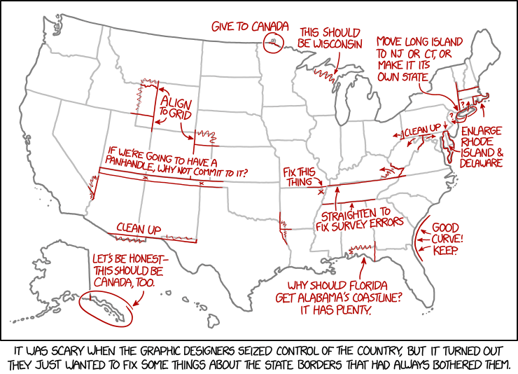 BrilliantMaps's tweet photo. How To "Improve" The Map of The United States By Cleaning Up Some State Borders

Which, if any, of these ideas do you think are worth considering?

https://t.co/3h7ot5JpI3 https://t.co/XmGSWldWln