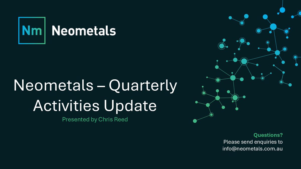 neometalsltd's tweet photo. $NMT Managing Director/CEO Chris Reed, presents a quarterly video update, providing an overview of our business activities and key developments in the near future.

https://t.co/lBq63wguPE

#Neometals #QuarterlyActivities #CriticalMetals #Gold https://t.co/a7LuGrMe1C