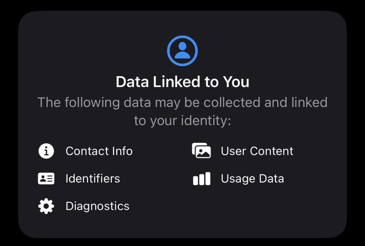 keith__w's tweet photo. @theo Why is it collecting user content and usage data? 🧐 https://t.co/58pREekSZ6