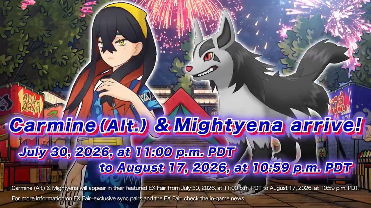 shia_48's tweet photo. キタカミ夏祭りイベントきたああああああああ！！！🎆

▼実装バディーズ
ゼイユ＆グラエナ
ハルト＆メガヤンマ
アオイ＆チリーン（アカデミー育成キャラ）

ちなみに地震の影響で日本のポケマス公式が動かなくなっちゃったよ、だからPVも英語しかない
ポケモン公式がもう動いてるんだからお前も働けカナちゃん( ¯•ω•¯ )