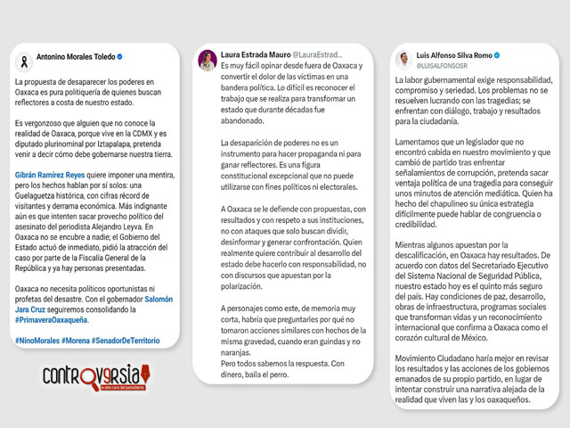controversiaoax's tweet photo. 📌Senadores de la 4T responden a ataque contra la soberanía de Oaxaca https://t.co/7zBIqzeZID @LauraEstradaMau @Nino_Morales1 @LUISALFONSOSR https://t.co/WafxUJ18uc