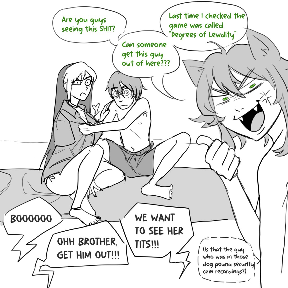 knkwitch's tweet photo. There's no wholesome in this game, bitches. We want to see tits or smashing or else! https://t.co/RpoAM9nynt