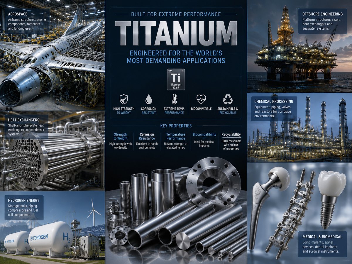 LKang707's tweet photo. Titanium alloys deliver exceptional strength-to-weight ratio, fatigue resistance, and corrosion performance.

Our latest guide explains how engineers select the right titanium grade for aerospace, marine, chemical, and energy applications.

#Titanium #Engineering #Manufacturing https://t.co/DRWvfrz5Qn