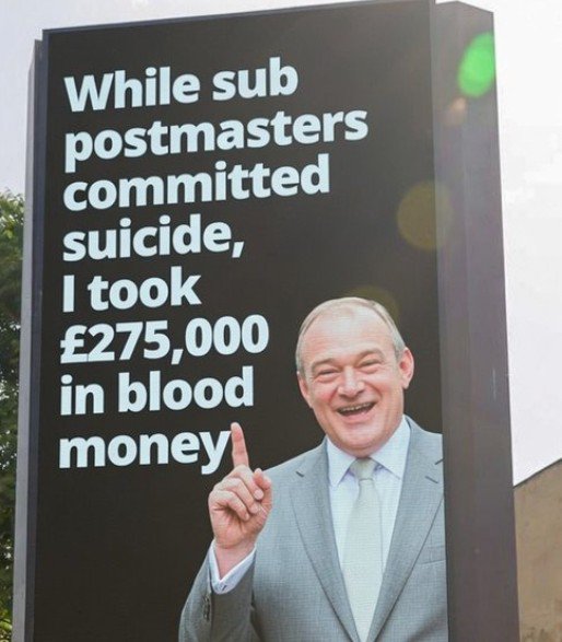 MartinCainActon's tweet photo. @TomK_Brit1993 The deaths and imprisonment of sub-postmasters.
It does not matter what stupid publicity seeking stunts @EdwardJDavey pulls he will never remove the blood stains the resulted from the #Fujitsu Horizon software. https://t.co/RrDeEa56SR