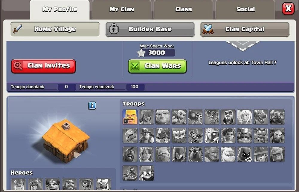 COCMap100's tweet photo. 👀 I'm always coming across incredible accounts.

This one is Town Hall 1 with 3,000 War Stars! 😂💪 The Barbarian power is real!

Accounts like these are true gems of Clash of Clans. 💎

#ClashOfClans #COC #Gaming https://t.co/SMnGPThWfO