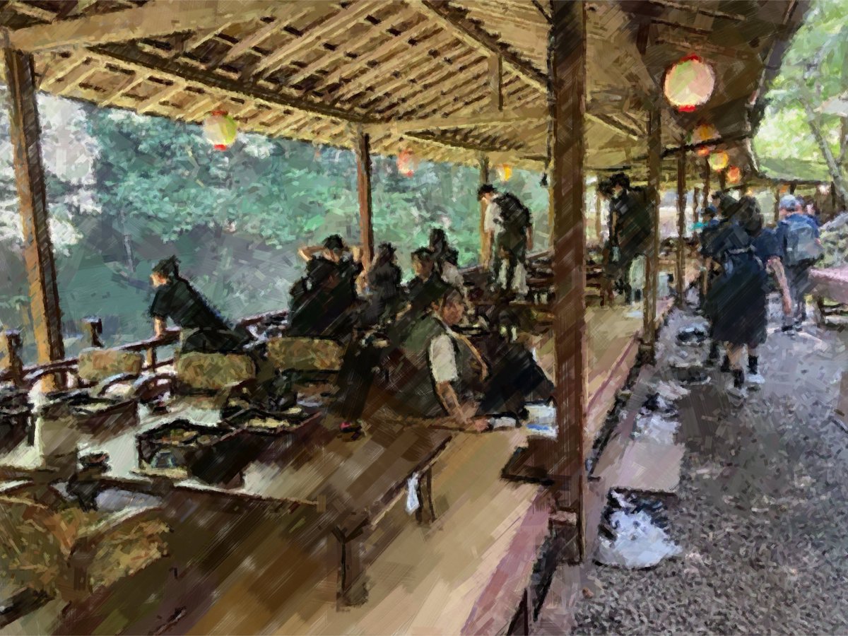 onarimonjh's tweet photo. 夏季学園２日目⑥
のんびりと景色と料理を楽しんでいます。 https://t.co/nMTlW2eggG
