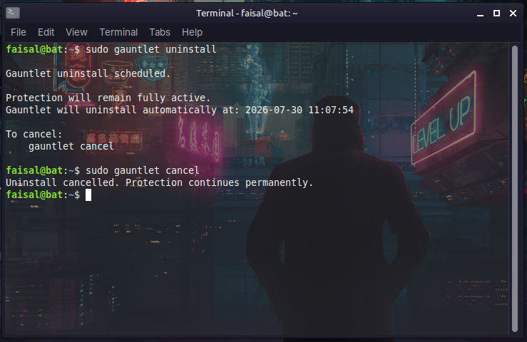 FrenzyDeveloper's tweet photo. Built a mini MindGate last night called Gauntlet. Locks me out of editing hosts, stubborn on purpose. Only way out is an uninstall that triggers a 90 min wait, with a cancel command if I change my mind.
Took 30 min. Best tools are the ones you build to fight yourself 😂 https://t.co/mJ1IMLvwhZ