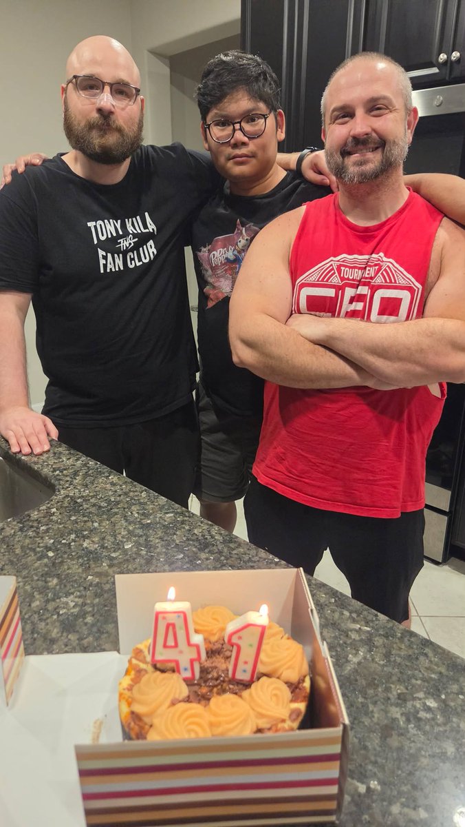 TongNeverSleeps's tweet photo. The boys surprised me with a birthday cake 

Also taking a break to play a couple games of marvel, as a treat.

(don't look at the age 🫠) https://t.co/RG99fUDxxw