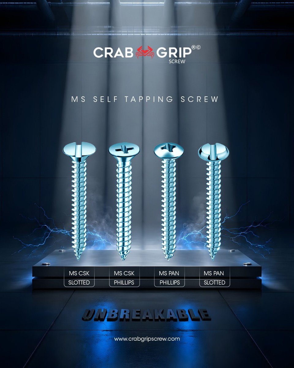 ibais_hardware's tweet photo. CRAB GRIP LIMITED | Rajkot 🏢
MS SELF TAPPING SCREW
Customer Care No.: +91 99099 97000
WhatsApp: https://t.co/Pg6ZFP42gX
.
@crabgripscrew #SelfTappingScrew #MSScrew #Screws #HardwareFittings #ArchitecturalHardware #FurnitureFittings #HardwareDistributor https://t.co/jJo8hPkvVH