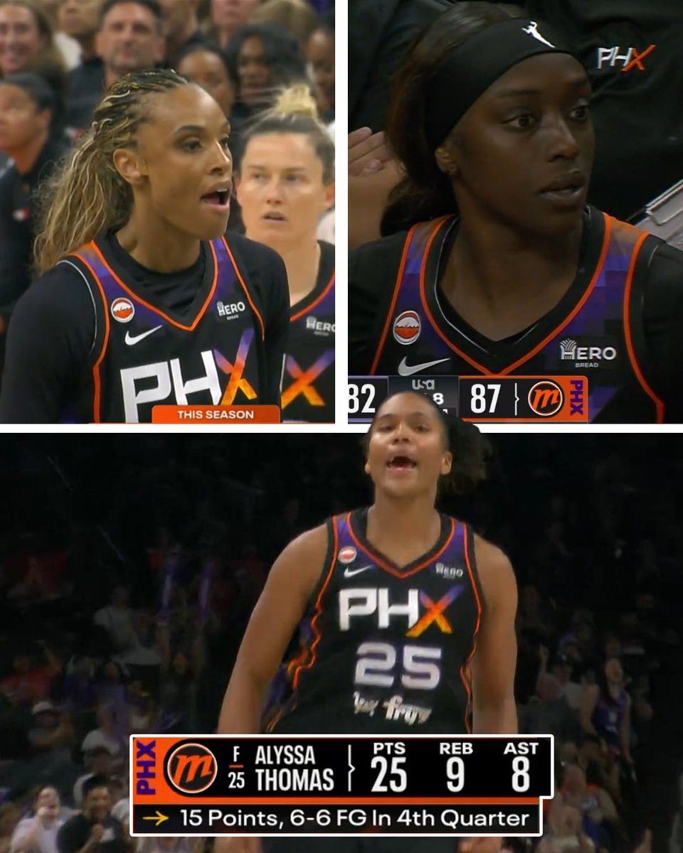 WomensHoops_USA's tweet photo. DEWANNA BONNER TONIGHT:
17 PTS, 10 REB, 3 AST, 3 BLKS

KAHLEAH COPPER TONIGHT:
27 PTS, 4 REB, 4 AST, 3/4 3PM, 9/14 FG

ALYSSA THOMAS TONIGHT:
25 PTS, 9 REB, 8 AST, 10/14 FG

PHOENIX TAKES DOWN GOLDEN STATE! https://t.co/LH4sQFmqER