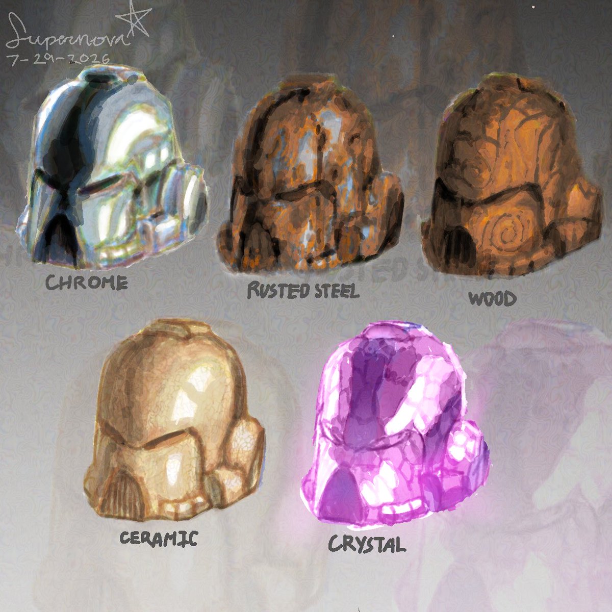 Supernova2005's tweet photo. 1 helmet 5 materials study https://t.co/d1vm96Y0Kr