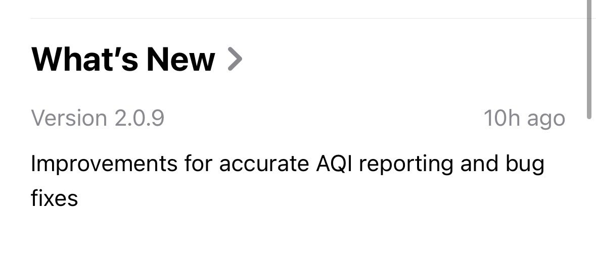 goodairapp's tweet photo. New update is live v2.0.9, brings higher accuracy to AQI data. Some other bugs have been fixed. 

Now we also get fresher data for pollutants so the AQI you see is what it is out right now. https://t.co/WxadTPaV8v