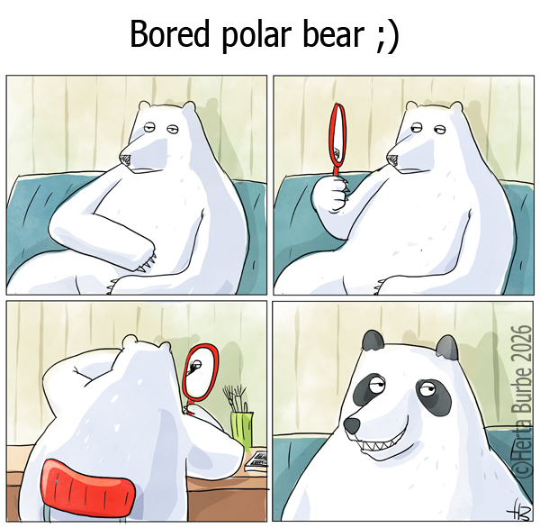 HBurbe's tweet photo. #keistamintis #6277 #hertaburbe #comicsstrip #story #caricatures
"Bored polar bear", let's say, is a homage to the website "Bored panda", which contains a couple of articles with my drawings (links in the comments). https://t.co/AKcUuSB3fF