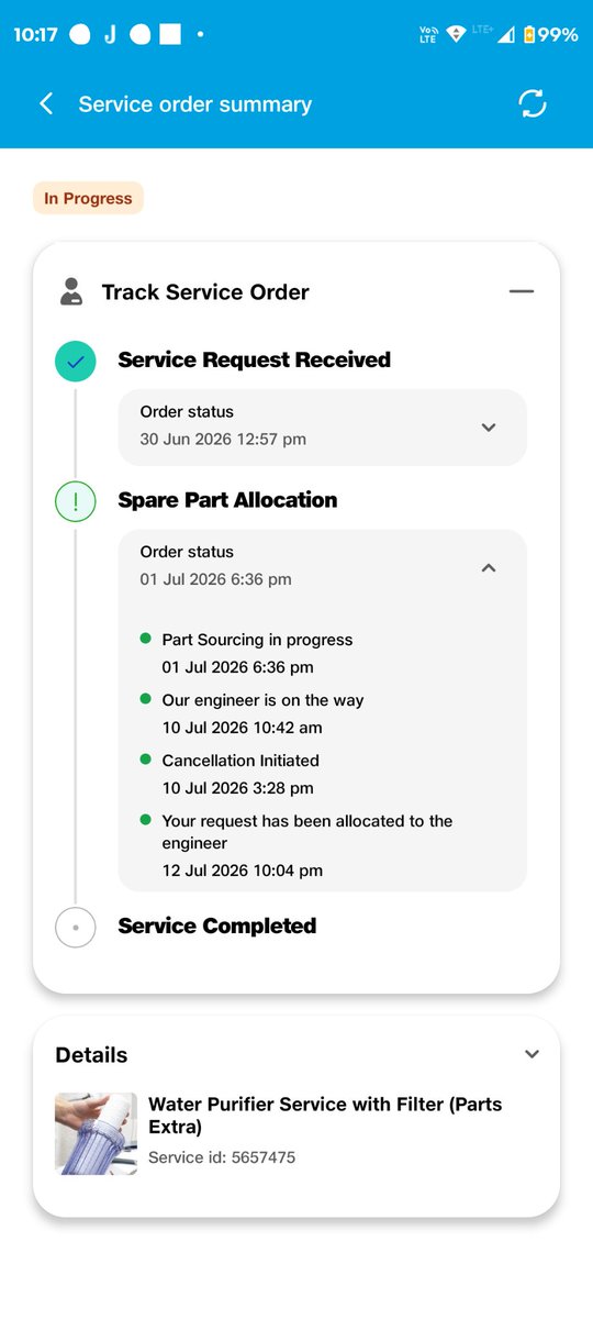 Sahilbabbar45's tweet photo. @RelianceDigital My water purifer broked. After service done on 12th of July 2026. I request to sent the engineer on priority today. https://t.co/DDVe3q03up