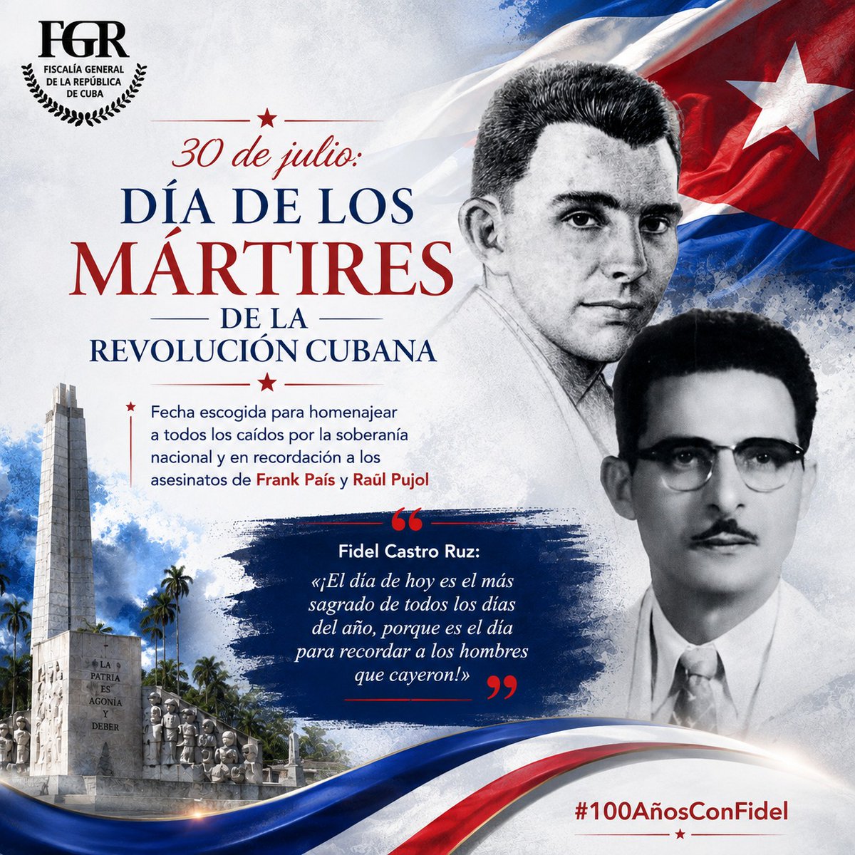 FGR_Cuba's tweet photo. Los revolucionarios Frank País y Raúl Pujol son asesinados este día, hace 69 años, en Santiago de #Cuba. 

La fecha fue declarada como Día de los Mártires de la Revolución en homenaje a los miles de cubanos que dieron su vida en la lucha contra la dictadura de Fulgencio Batista. https://t.co/QoTveIhl7g