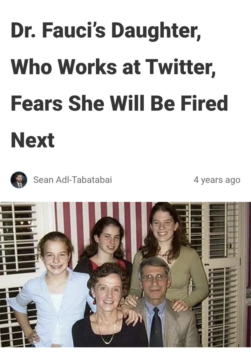 Jaxxrad's tweet photo. Remember this little nugget.
Yup, Twitter realy is a crime scene 
Thank God @elonmusk bought it.....
Fauci Daughter was cancelling your free speach. All connected. https://t.co/32YeEAUhrL