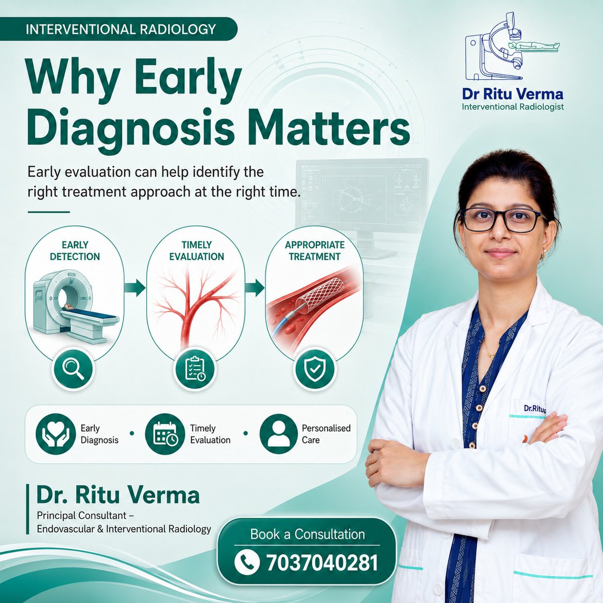 dr_rituverma's tweet photo. #Earlydiagnosis can #helpdoctors #understand a #healthcondition and plan appropriate treatment.

In Interventional Radiology, #timelyevaluation may help #assesstreatmentoptions and guide care based on individual needs.

#InterventionalRadiology #EarlyDiagnosis https://t.co/z22BUJbPIf