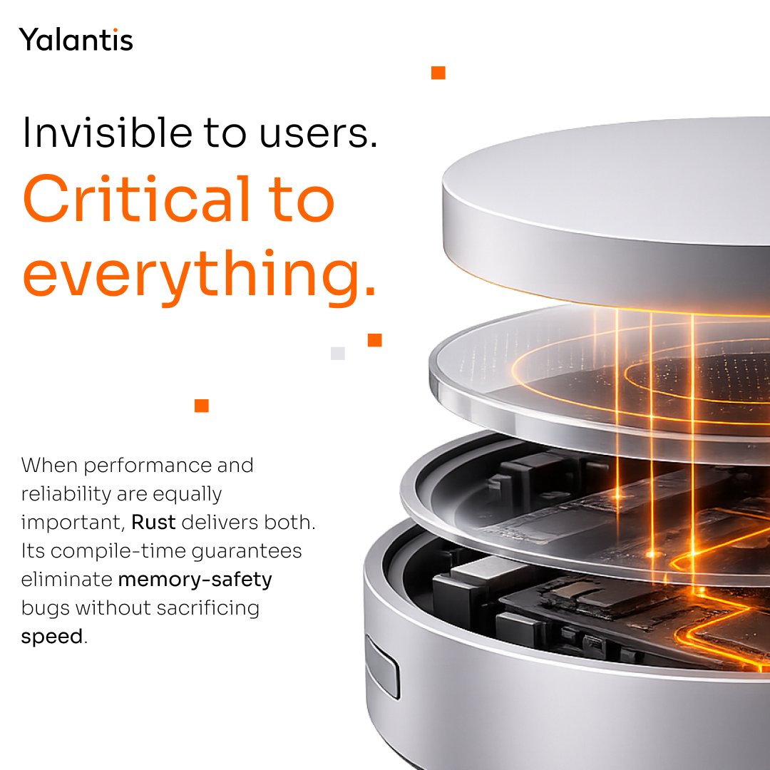 yalantis's tweet photo. Where does Rust earn its place?

It shines where crashes, memory leaks, and security bugs aren't an option, delivers C-level performance without a garbage collector, making it ideal for long-lived, concurrent, and safety-critical systems.

Explore more about Rust Development⬇️ https://t.co/c1ebDtuBTZ