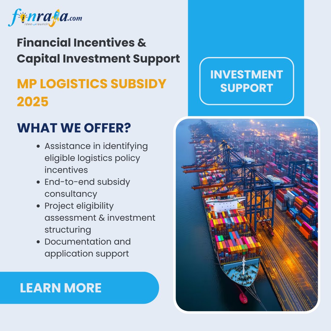 ConsultFinraja's tweet photo. Boost your logistics investment with the MP Logistics Policy 2025. Explore capital subsidies and financial incentives today!

  https://t.co/HXtcbD4hov  👇👇👇

#MPLogisticsPolicy2025 #LogisticsSubsidy #Warehousing #MadhyaPradesh #BusinessGrowth #GovernmentSchemes #Finraja https://t.co/sPCikmjBou