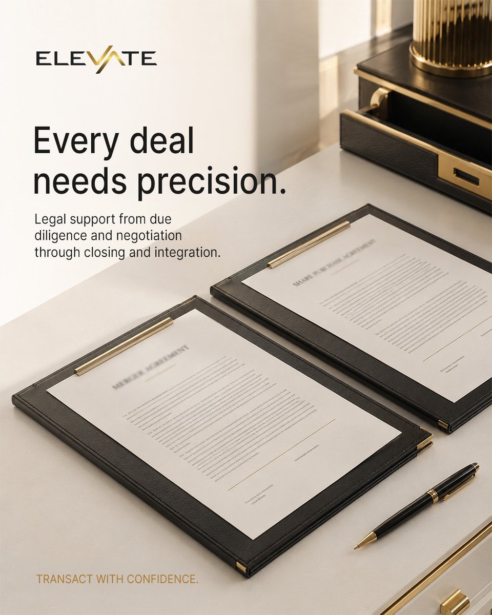 ElevproOfficial's tweet photo. Every successful transaction is driven by careful due diligence, effective negotiation and legal expertise that safeguards your interests from start to finish. https://t.co/nbSVFvpkZ3