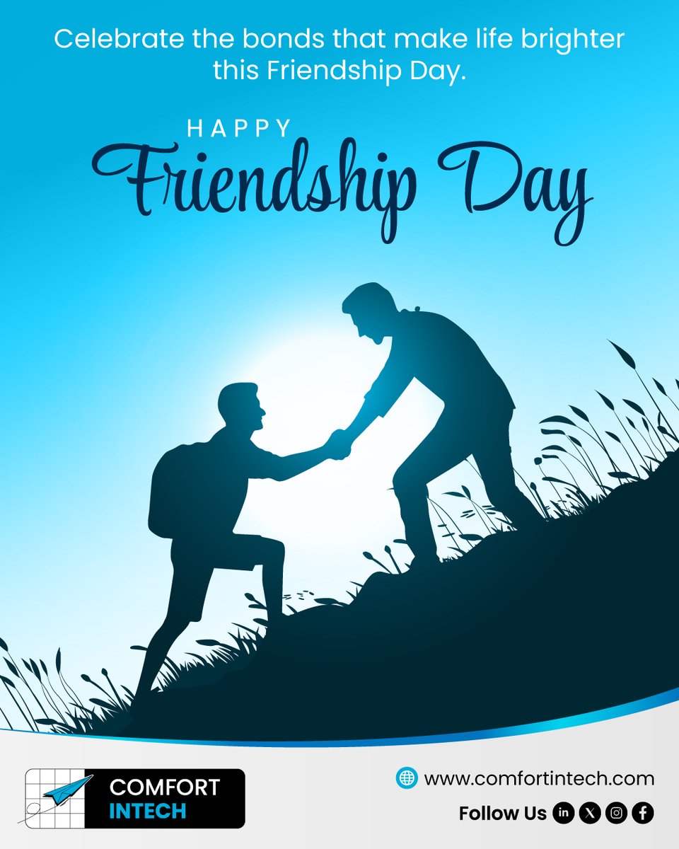 ComfortIntech's tweet photo. Celebrate the bonds that make life brighter this Friendship Day.
Here's to the friendships that bring trust, support, laughter, and lasting memories.

Wishing everyone a joyful Happy Friendship Day!

#FriendshipDay #CelebrateFriendship #StrongerTogether #MeaningfulConnections https://t.co/2mMFB67wVK