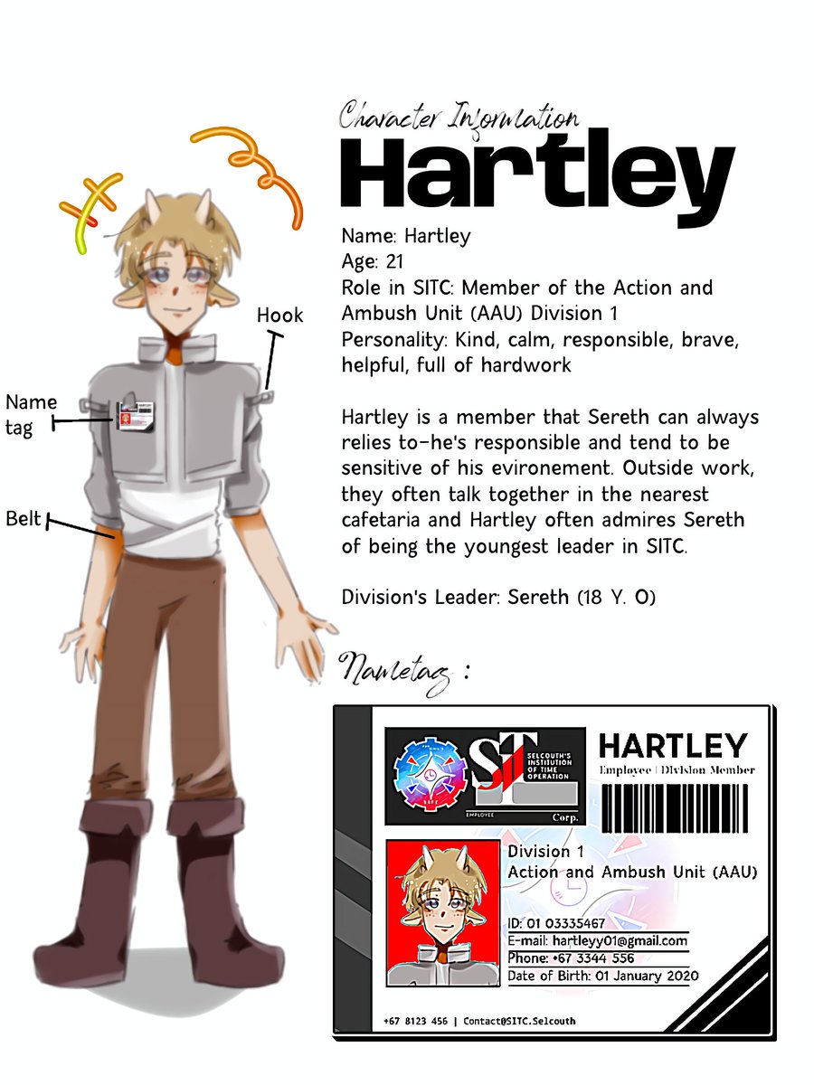 ImotoAkaria's tweet photo. Haloo haloo @saeujoo ! Selamat datang Hartley di SITC/Selcouth's Institution of Time Corporation! (⁠≧⁠▽⁠≦⁠)❗

Hartley adalah member dari Unit Aksi Divisi 1! 🌟 Member yang dapat diandalkan--ia sering berbincang dengan Sereth (leader Div 1!) ✨

#SecretOCverseTour #oc https://t.co/0w1hsEZfGz