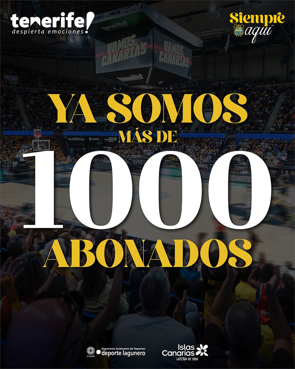 CB1939Canarias's tweet photo. 🙌 Ya hemos superado las 1.000 renovaciones de abonos para la próxima temporada 👏

👀 ¿Aún no has renovado el tuyo? Hazlo en el Santiago Martín o vía online ➡️ https://t.co/yMrPtV8gZF

Siempre aquí 💛🖤 https://t.co/XJ7C8qD1PL