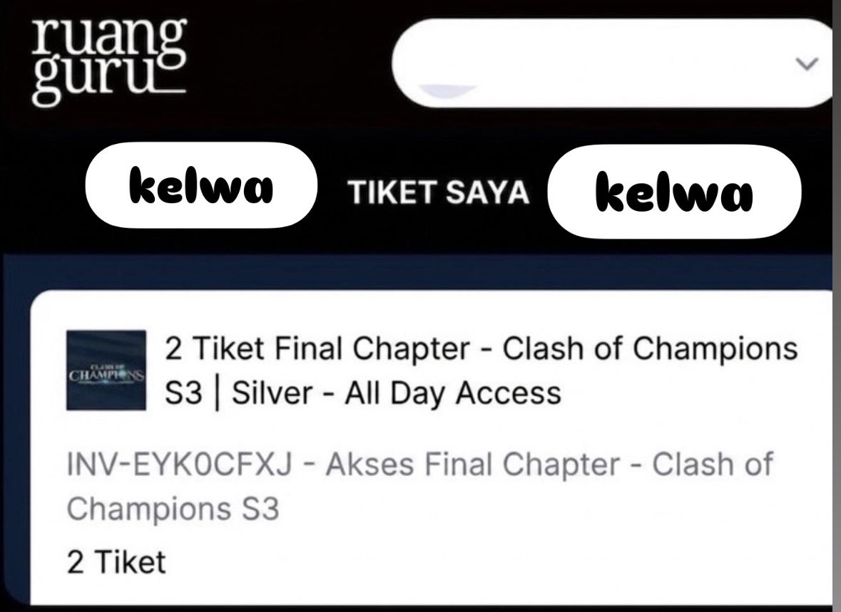 chassnovaa's tweet photo. WTS TIKET COC ( Clash Of Champions ) FINAL CHAPTER SEASON 3 📚

— ALL DAY ACCES — 

 📌PLATINUM - 2 tiket
💰1,050k / each

📌GOLD - 3 tiket
💰650 / each

📌SILVER - 5 tiket 
💰500 / each

✅ include benefit
✅ tiket pribadi trusted 100%
✅ harga web ya nanti di bantu sampai fisik / mau disent eticketnya lgsg by pdf 

yang minat bs lgsg dm yaa ini lebihan co

.t wtb wts tiket coc final chapter season 3 

#ruangguru #clashofchampions #cocs3 #zonauang