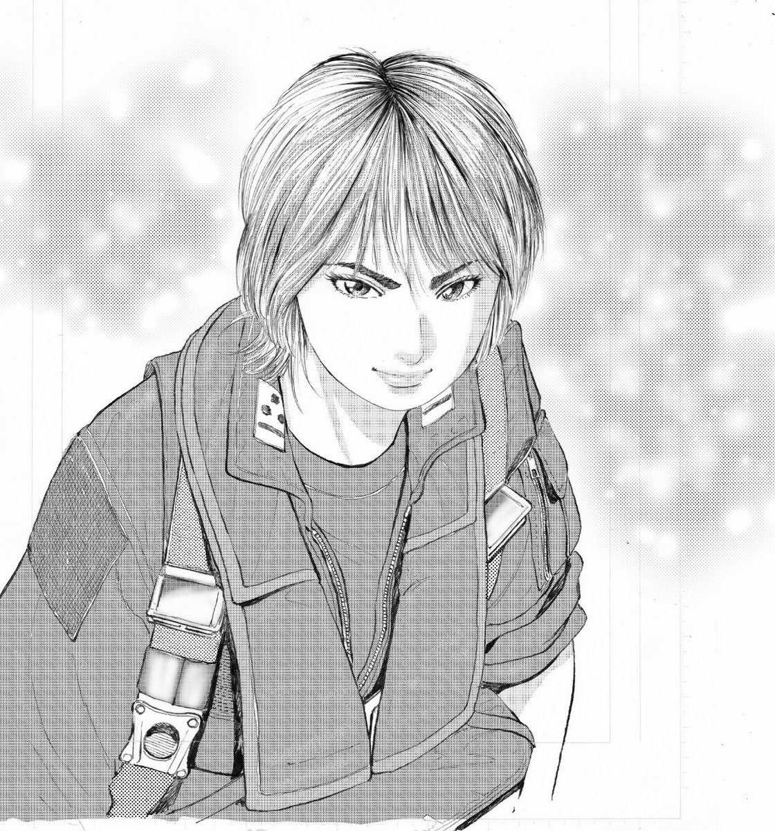 kiyo_chiba's tweet photo. 超久し振りの投稿。

「何が分からないのか分からない！」
……と逆ギレしていた。が、ついに線画原稿をスキャンし、トーン処理だけのHYBRID作業に到達した。
アナログ歴40年以上の前期高齢漫画家の挑戦（汗

デジタル化への道は果てしなく…。 https://t.co/WTTSYqgaVS