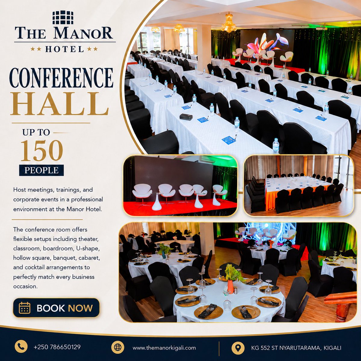 TheManorRW's tweet photo. Host your next meeting, training, seminar, or corporate event in style at The Manor Hotel. ✨

📍 KG 552 St, Nyarutarama, Kigali
📞 +250 786 650 129

#TheManorHotel #ConferenceHall #MeetingsInKigali #CorporateEvents #BusinessMeetings #EventVenue #KigaliEvents #ConferenceVenue https://t.co/A7HKWniLyE