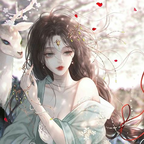Adelush666's tweet photo. Lost in a dreamscape where petals fall like rain and a graceful muse shares a moment with a silver deer
vQV https://t.co/P9RFTJmeKi