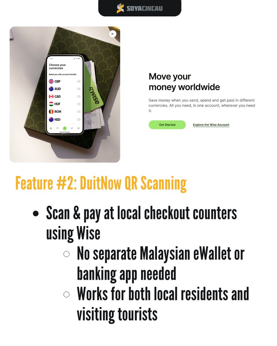 Soya_Cincau's tweet photo. Wise has officially integrated DuitNow into the Wise app! 

You can now transfer money instantly using a recipient's mobile number, NRIC, army ID, or business registration number. On top of that, you can scan and pay at merchant DuitNow QR counters directly from your Wise balance!

DuitNow transfers are live and fully functional today, while DuitNow QR scanning is rolling out progressively across merchants nationwide over the coming weeks.

#Wise #WiseMalaysia #DuitNow #DuitNowQR