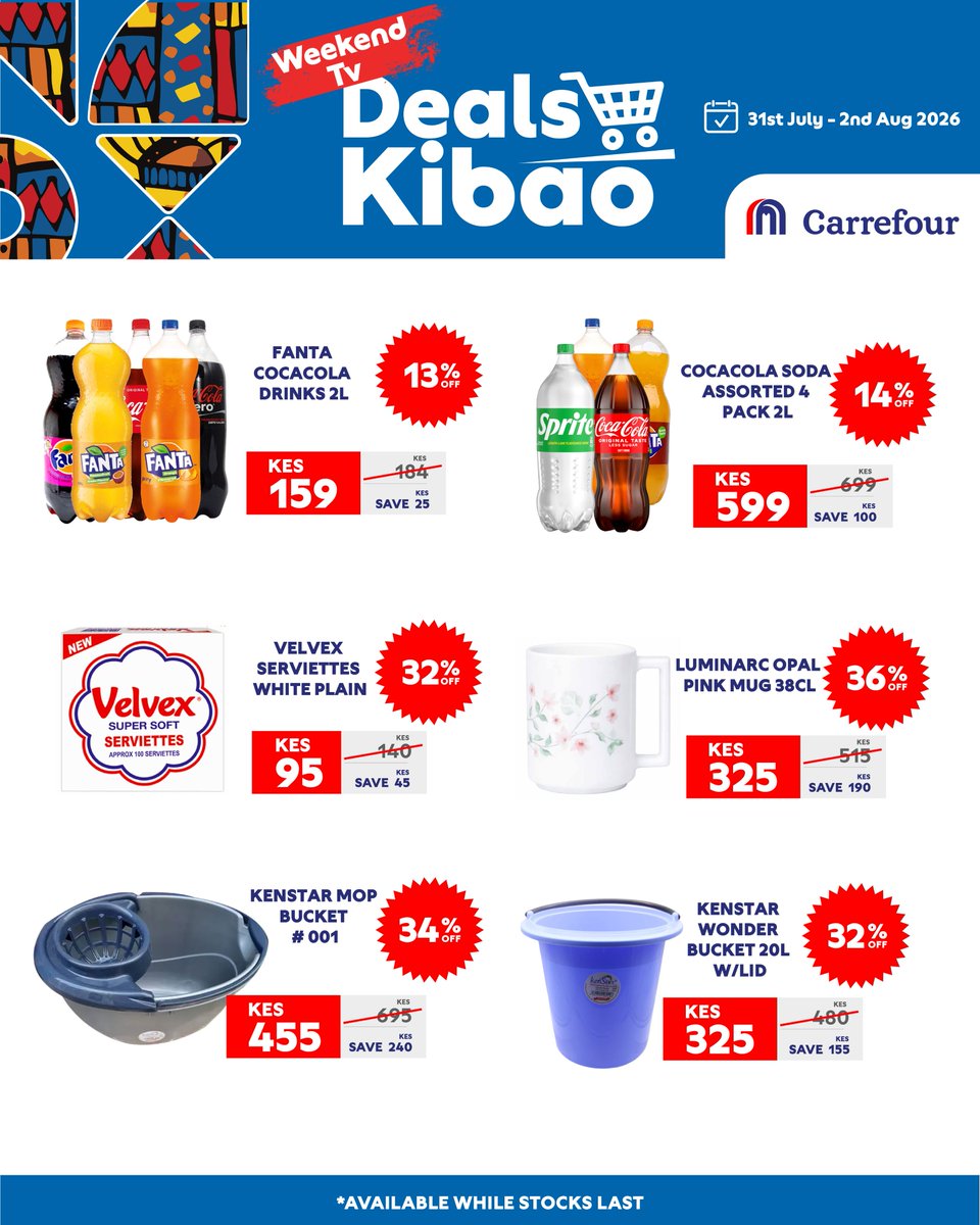 CarrefourKe's tweet photo. Everything you need for the weekend, at prices you'll love. Shop unbeatable deals on your essentials, only at #CarrefourKenyaKenya. https://t.co/KR57QBQPxR