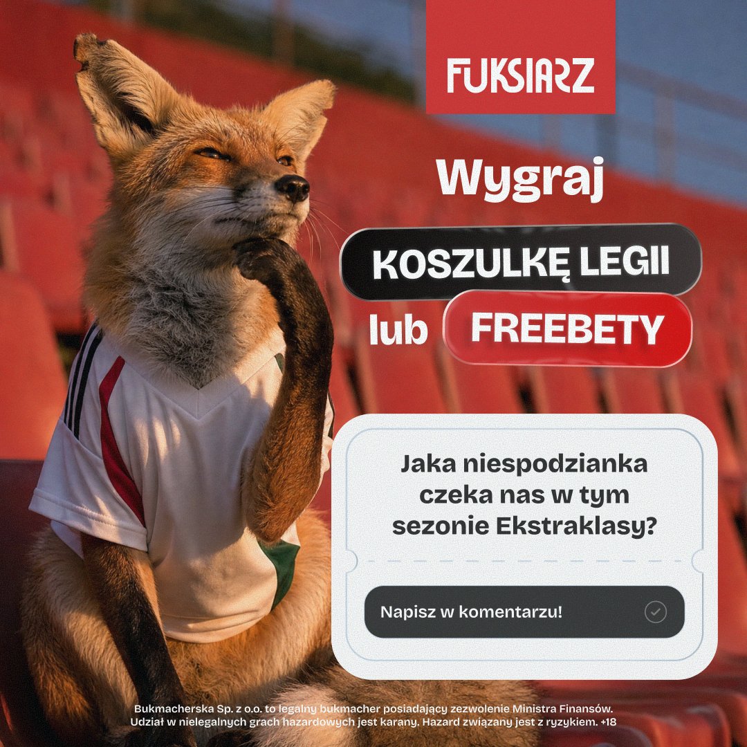 FuksiarzPL's tweet photo. 🎁 KOSZULKA LEGII I 4x FREEBET 50 ZŁ DO WZIĘCIA! ⚔️🔥

Na naszym FB i IG wystartował  konkurs! 
Obstaw 2. kolejkę Ekstraklasy, odpowiedz na pytanie i zgarnij nagrody.

Szczegóły i zasady 👇
🔗 FB: https://t.co/jiMCwfCXBy
🔗 IG: https://t.co/DRtxfOmcxd https://t.co/Hb7itNyaU1