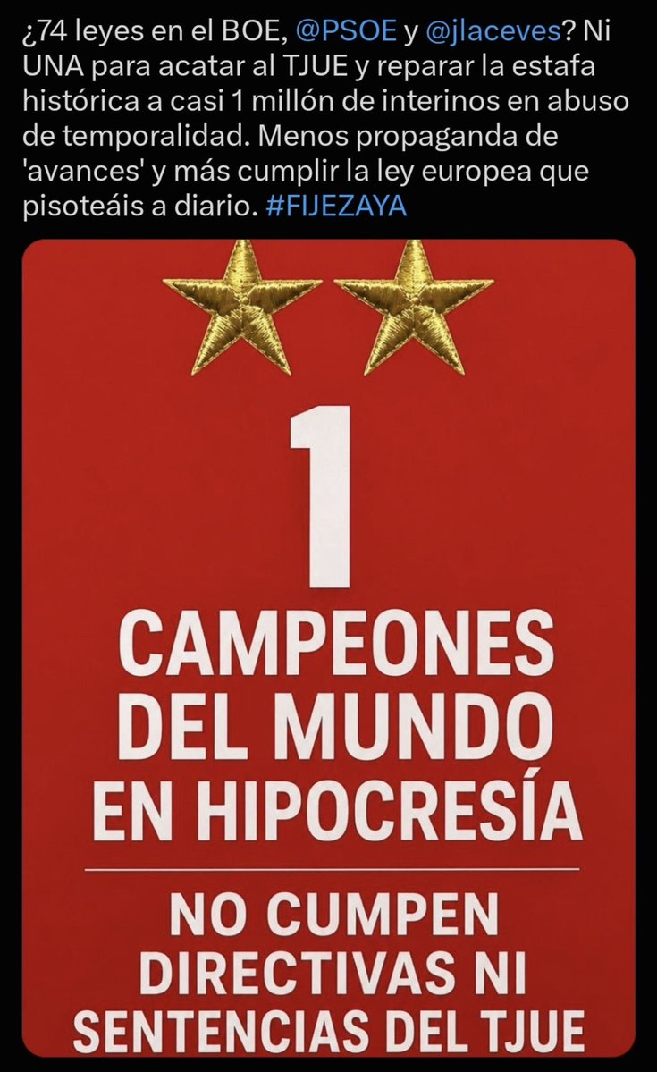 MarcanoGraciela's tweet photo. @Pafp_mad @oscarlopeztwit Sr. @oscarlopeztwit y @PSOE no por mucho repetir una mentira se convierte en verdad. No están haciendo lo que deben hacer y lo saben. Dejen de pasarle la pelota a las CCAA y cumplan con el TJUE y con l@s emplead@s públicos en abuso de temporalidad. #FijezaYa https://t.co/MKcWTpejDd