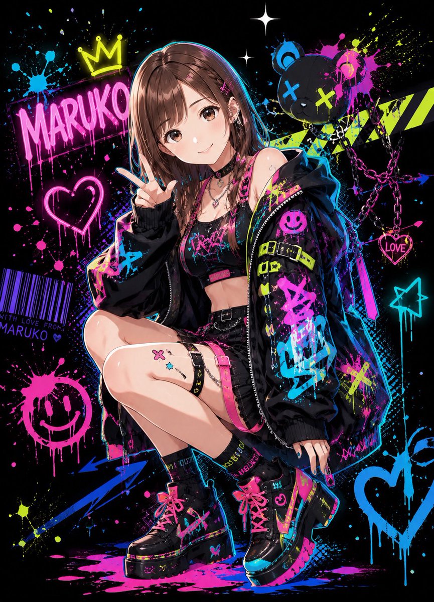 🩷💜DESIGN ART MARUKO💙🩵 009 ChatGPT Image 2.0 (Dark Neon POP