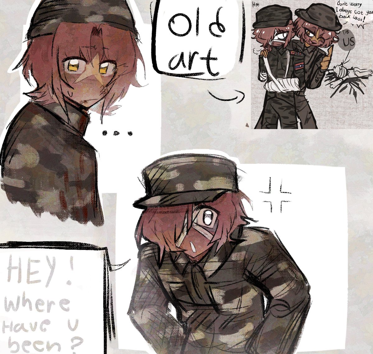 _the_333_'s tweet photo. Just wanted to test a brush and art style and yes I'm lazy don't JUDGE me and yes I had to draw #Vietnam and #laos 🇻🇳🇱🇦

(My first art of ch was #vietlao-)

#countryhumans https://t.co/xPOZry5Qjg
