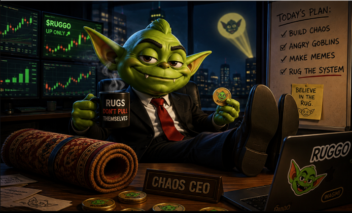 RuggoCoin's tweet photo. Some chase the next 100x.

Ruggo chases the perfect rug.

The problem?

Every time he gets ready to pull it...

the community buys even more. 😂

No utility.
No roadmap.
Just a stubborn goblin accidentally building a cult.
🟢 $RUGGO on Solana
#RUGGO #Solana #Memecoin #Crypto https://t.co/OiX3Fez40T