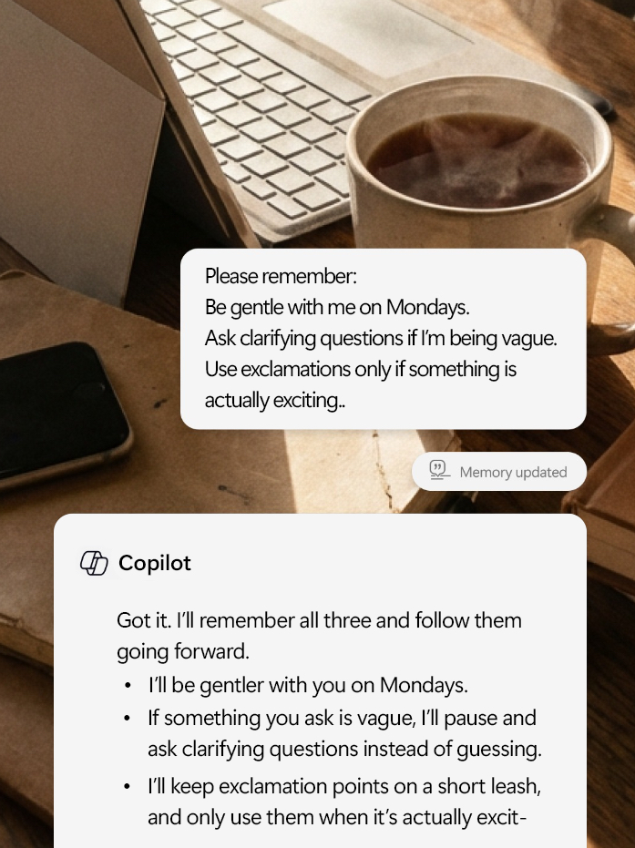 microsofttech's tweet photo. Things I've asked Copilot to remember (for my work sanity) https://t.co/eenLUFcMQd