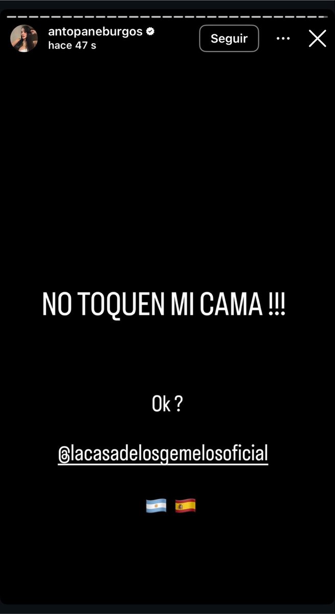 comentaris33374's tweet photo. la historia que ha subido Anto Pane y la ha borrado a los 2 minutos, que querrá decir? quizás vuelve? #Casagemelos10 https://t.co/MTSLeHMJ9b